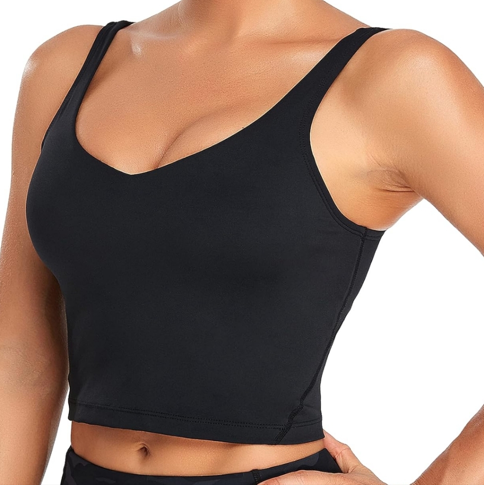 Women's Black V-Neck Crop Top